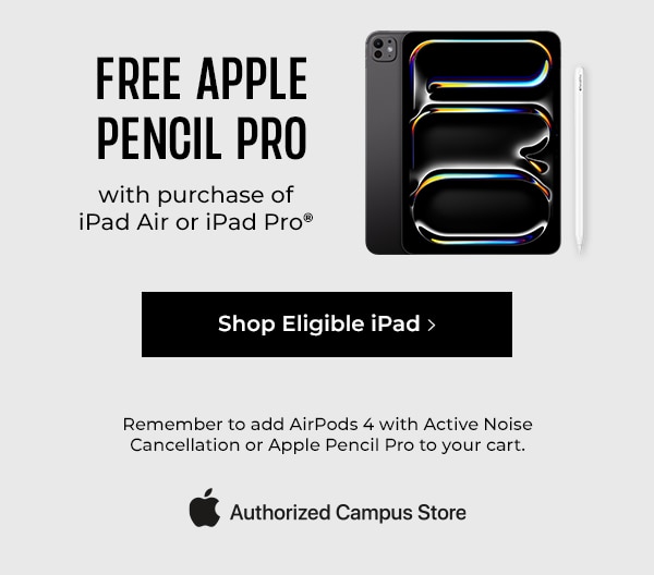 Buy an iPad for college. Get a free Apple Pencil Pro.* Shop Eligible iPad >
